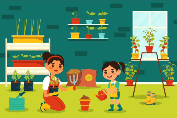 11 Growing Vegetables Illustration