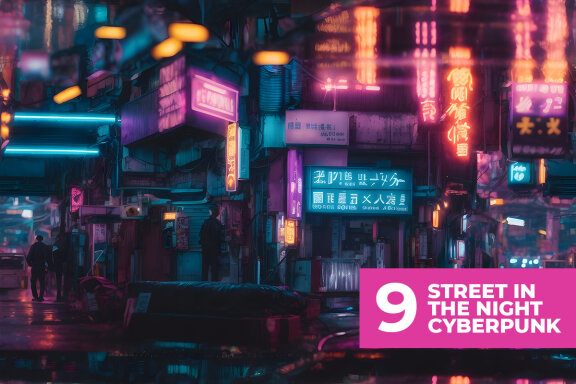 9 Street in The Night Cyberpunk Stock Images