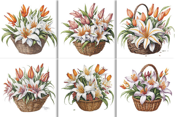 Watercolor Floral Flower Basket Design