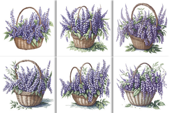 Watercolor Floral Flower Basket Design