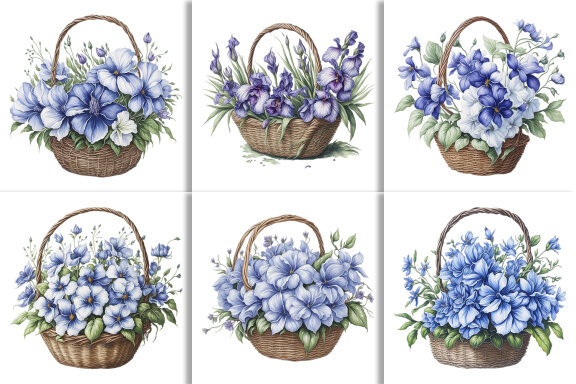 Watercolor Floral Flower Basket Design