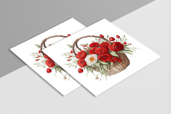 Free Watercolor Flower Baskets