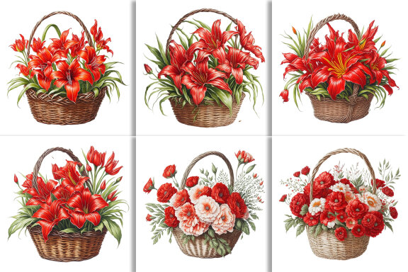 Watercolor Floral Flower Basket Design