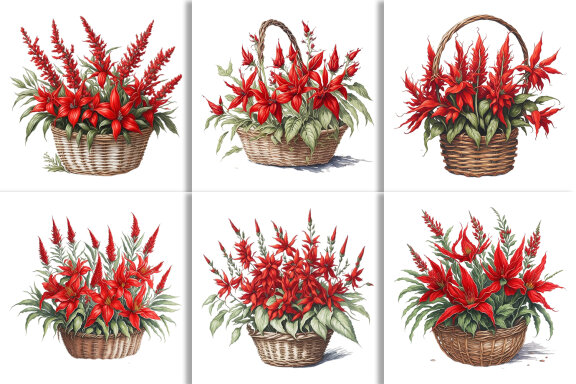 Watercolor Floral Flower Basket Design