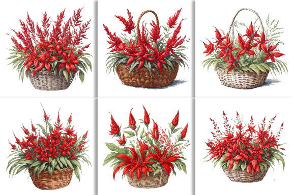 Watercolor Floral Flower Basket Design