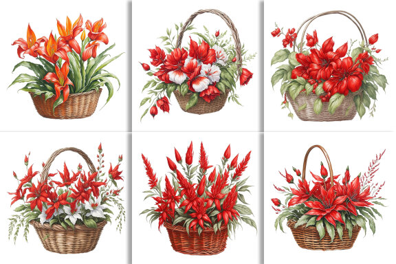 Watercolor Floral Flower Basket Design