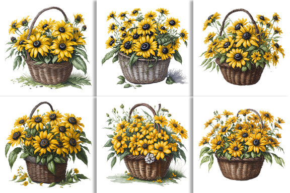 Watercolor Floral Flower Basket Design