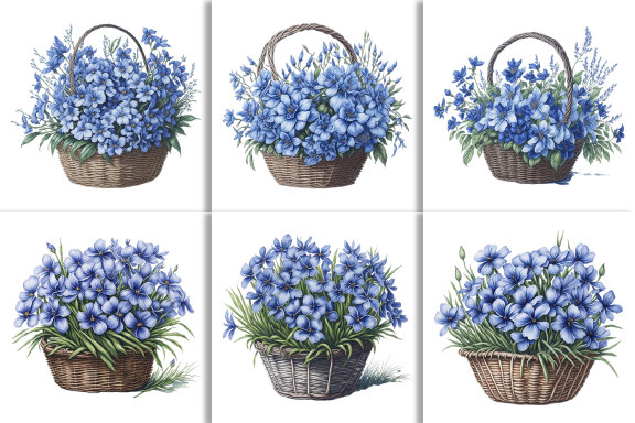 Watercolor Floral Flower Basket Design