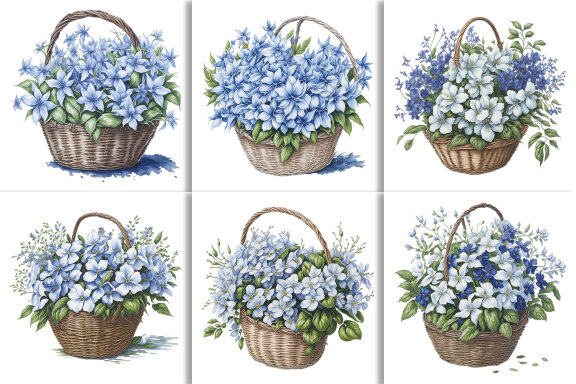 Watercolor Floral Flower Basket Design