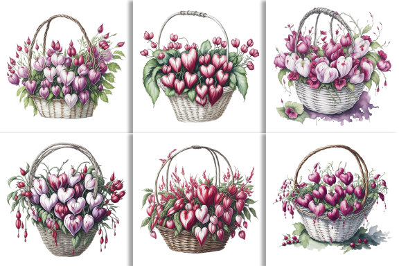 Watercolor Floral Flower Basket Design