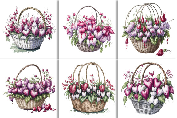 Watercolor Floral Flower Basket Design
