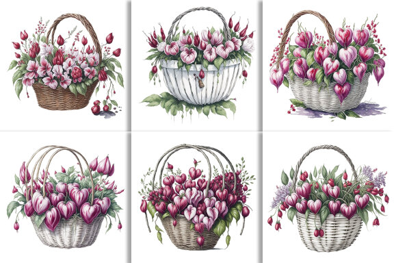 Watercolor Floral Flower Basket Design