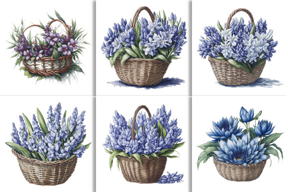 Watercolor Floral Flower Basket Design
