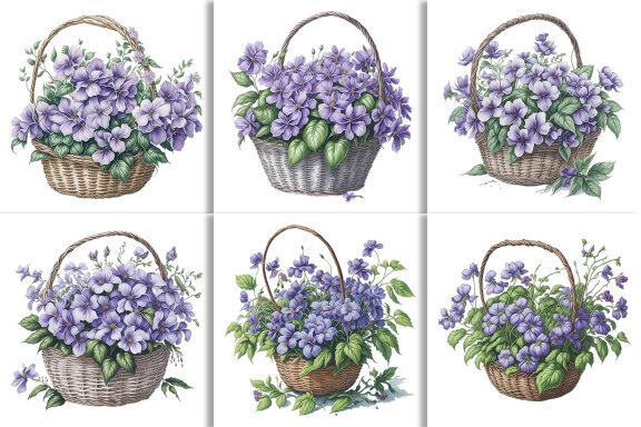 Watercolor Floral Flower Basket Design