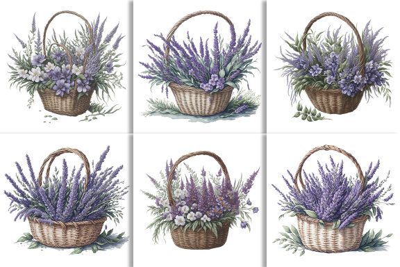 Watercolor Floral Flower Basket Design