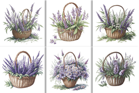 Free Watercolor Flower Baskets