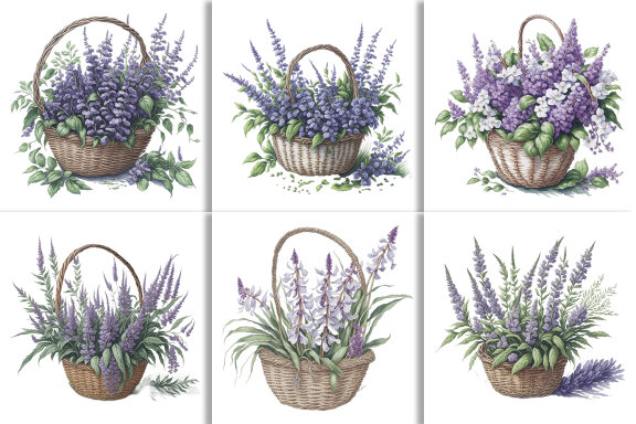 Watercolor Floral Flower Basket Design