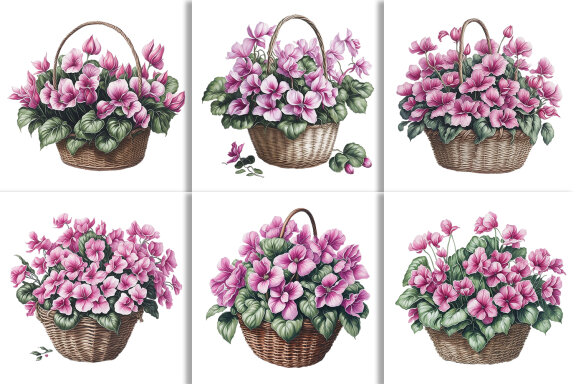 Watercolor Floral Flower Basket Design