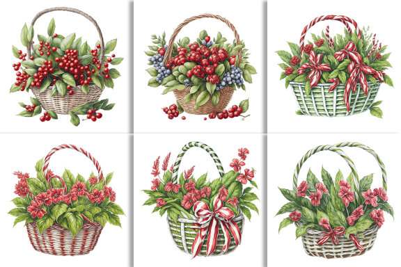 Watercolor Floral Flower Basket Design