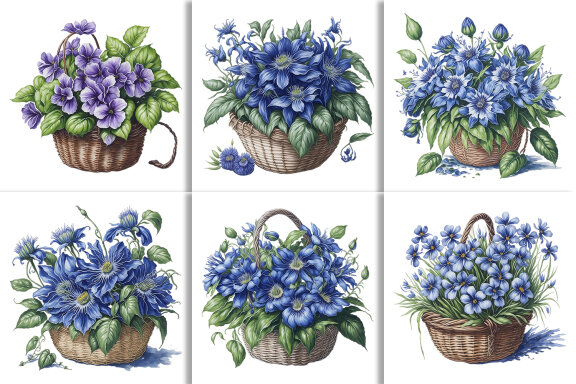 FREE Watercolor Flower Baskets