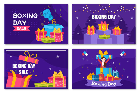 12 Boxing Day Sale Vector Illustration