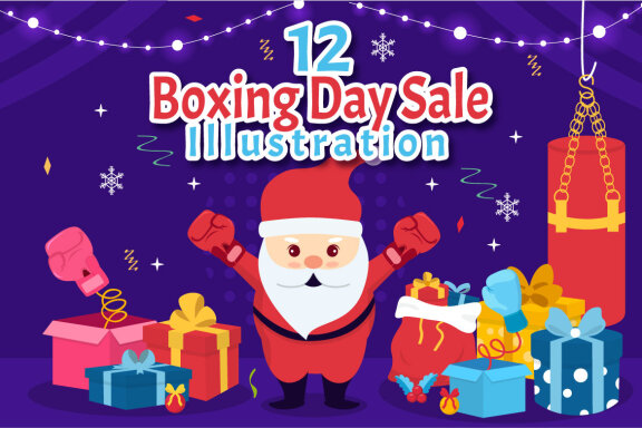 12 Boxing Day Sale Vector Illustration
