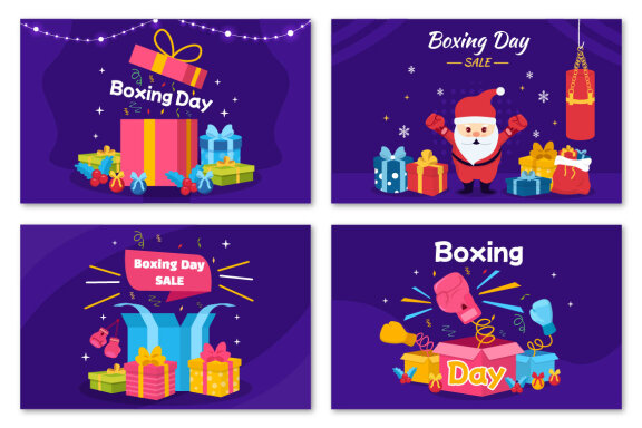 12 Boxing Day Sale Vector Illustration
