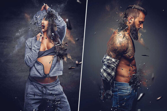 3D Shatter Photoshop Action