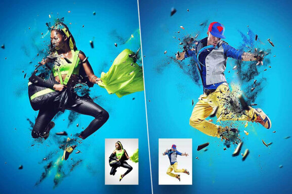 3D Shatter Photoshop Action
