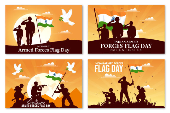 10 Indian Armed Forces Flag Day Illustration
