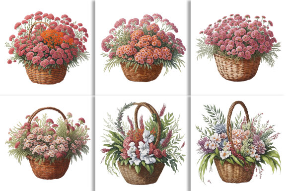 Watercolor Floral Flower Basket Design