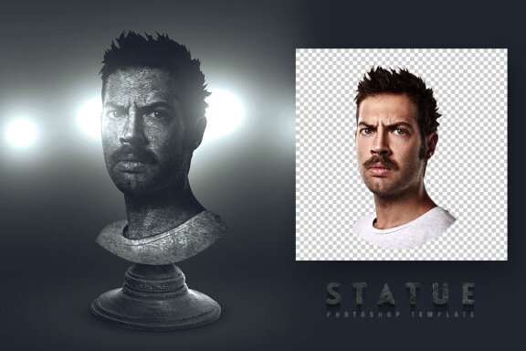 Statue Photoshop Template