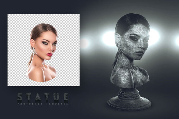 Statue Photoshop Template