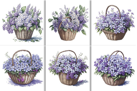Watercolor Floral Flower Basket Design