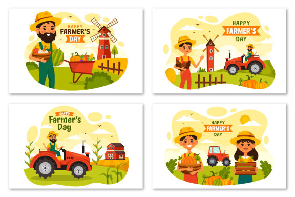 12 Happy Farmer's Day Illustration