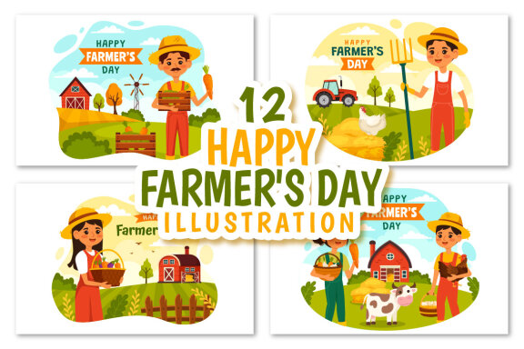 12 Happy Farmer's Day Illustration