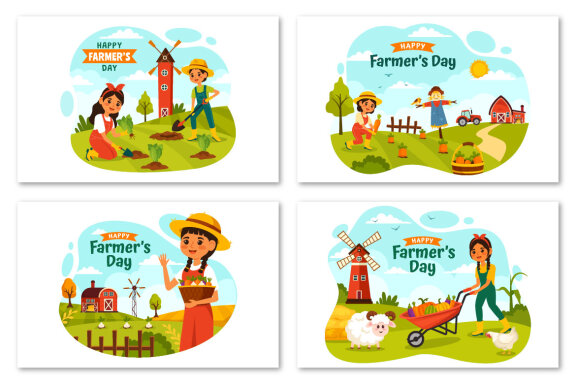 12 Happy Farmer's Day Illustration