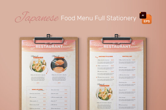 Japanese Food Menu Full Stationery