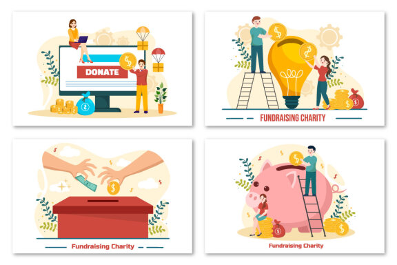 12 Fundraising Charity and Donation Illustration