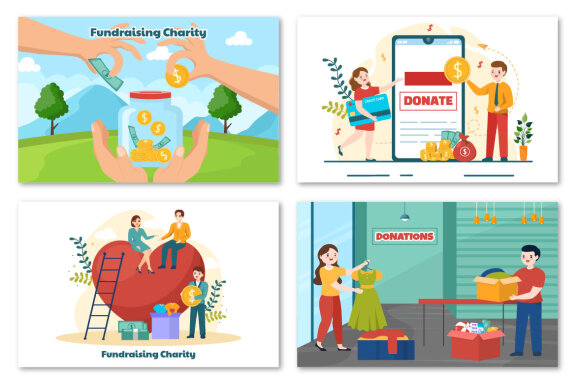 12 Fundraising Charity and Donation Illustration