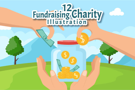 12 Fundraising Charity and Donation Illustration