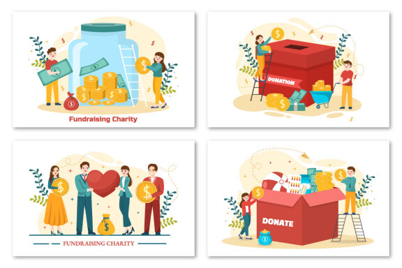 12 Fundraising Charity and Donation Illustration