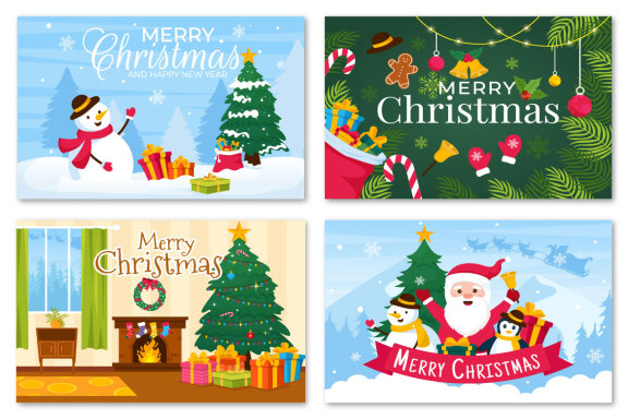 13 Merry Christmas FREE Vector Illustration