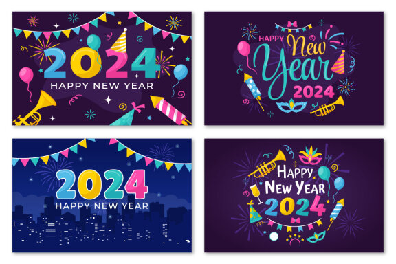 15 Happy New Year 2024 FREE Illustrations