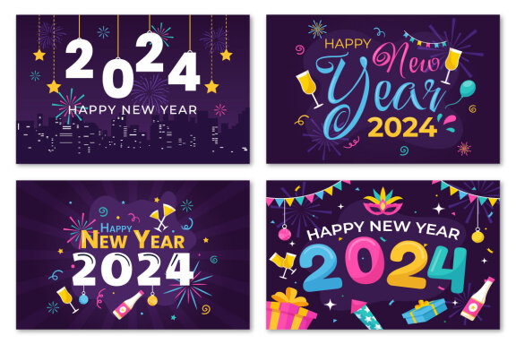 15 Happy New Year 2024 FREE Illustrations