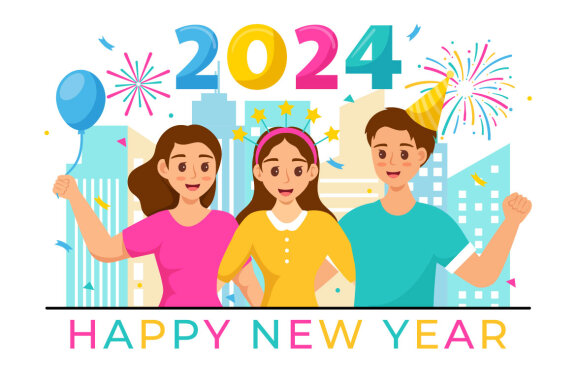 15 Happy New Year 2024 FREE Illustrations