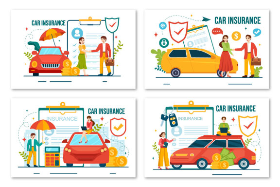 12 Car Insurance Vector Illustration
