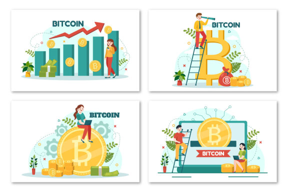 12 Bitcoin Cryptocurrency Coins Illustration