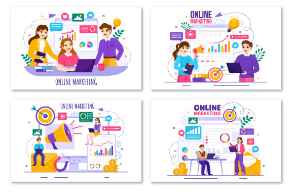 13 Digital Online Marketing Illustration