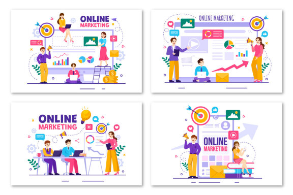 13 Digital Online Marketing Illustration